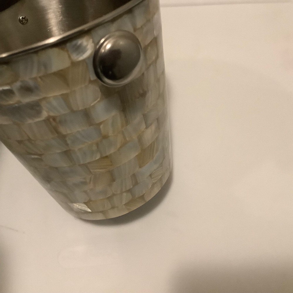 Mother of Pearl Ice Bucket | Stainless Steel Wine & Champagne Chiller | Coastal - Picture 4 of 10